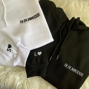 Lot de 2 Sweats pour couple date et initiales